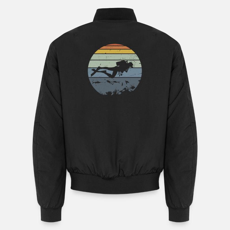 Underwater Diver Silhouette Scene - Unisex Bomber Jacket - black