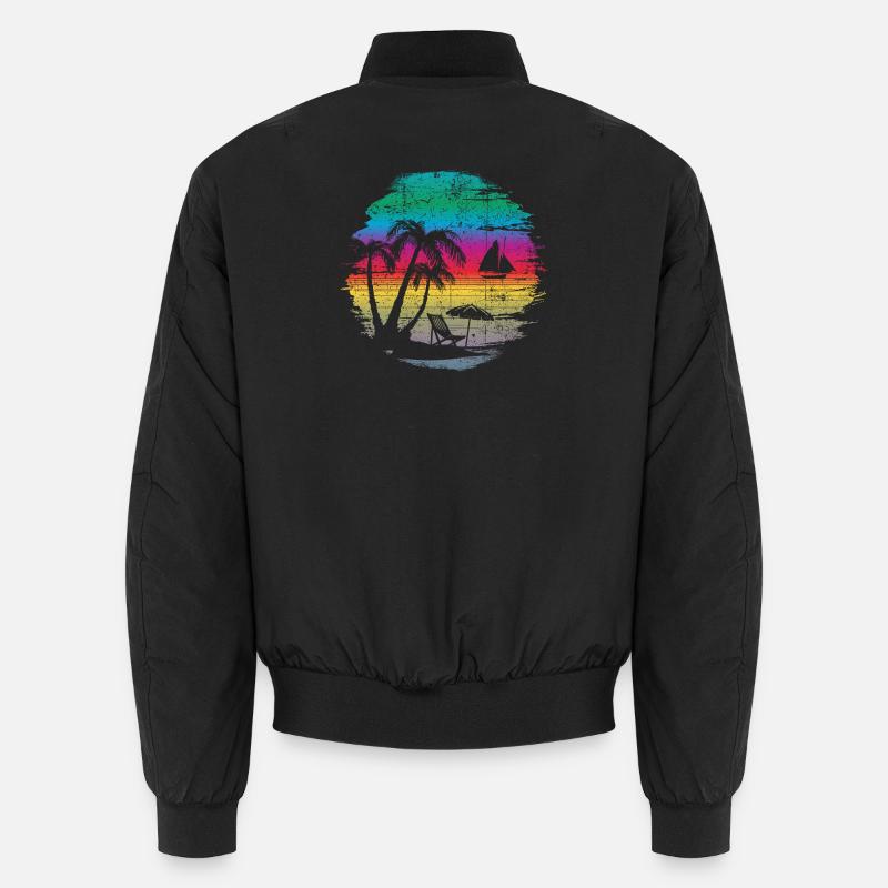 Tropical Sunset Silhouette Design Unisex Bomber Jacket