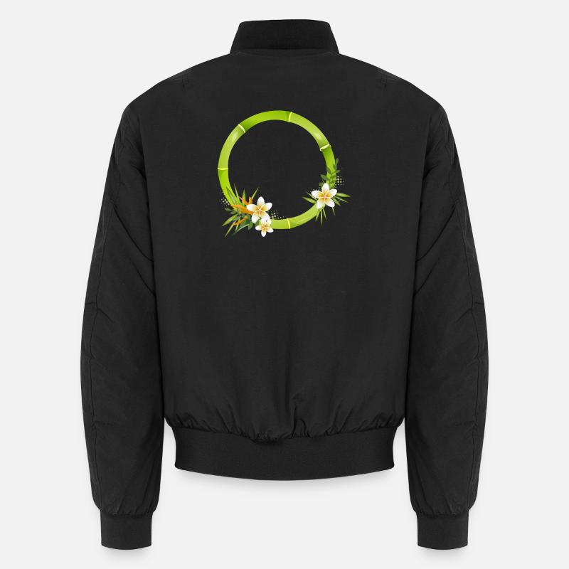 Bambusrahmen mit tropischen Blättern & Blüten Unisex Bomberjacke