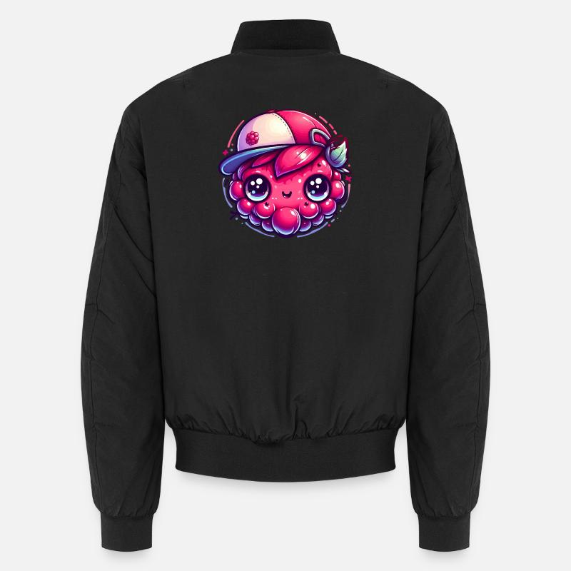 Raspberry Kawaii with Colorful Cap Unisex Bomber Jacket