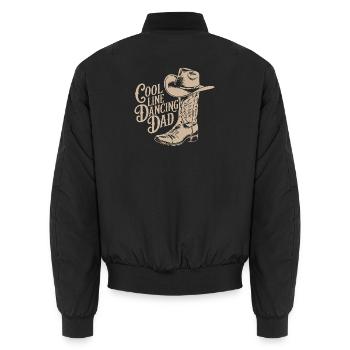 Line dancing dad cowboy hat style decoration - Unisex Bomber Jacket - black - Back - AI Model Male 185 light (185cm)