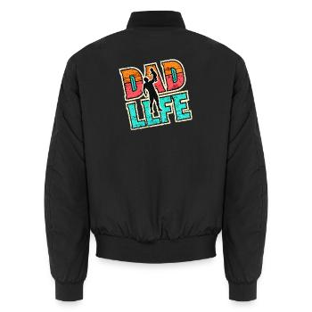 Papa Leben, Vaters Geschenk - Unisex Bomberjacke - Schwarz - Hinten - AI Model Male 185 light (185cm)