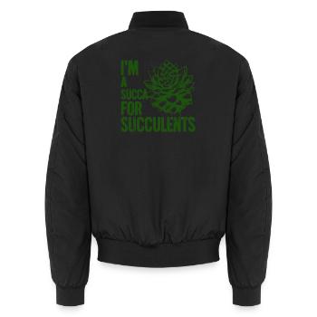 Ich bin ein Sukka für Sukkulenten - Unisex Bomberjacke - Schwarz - Hinten - AI Model Male 185 light (185cm)