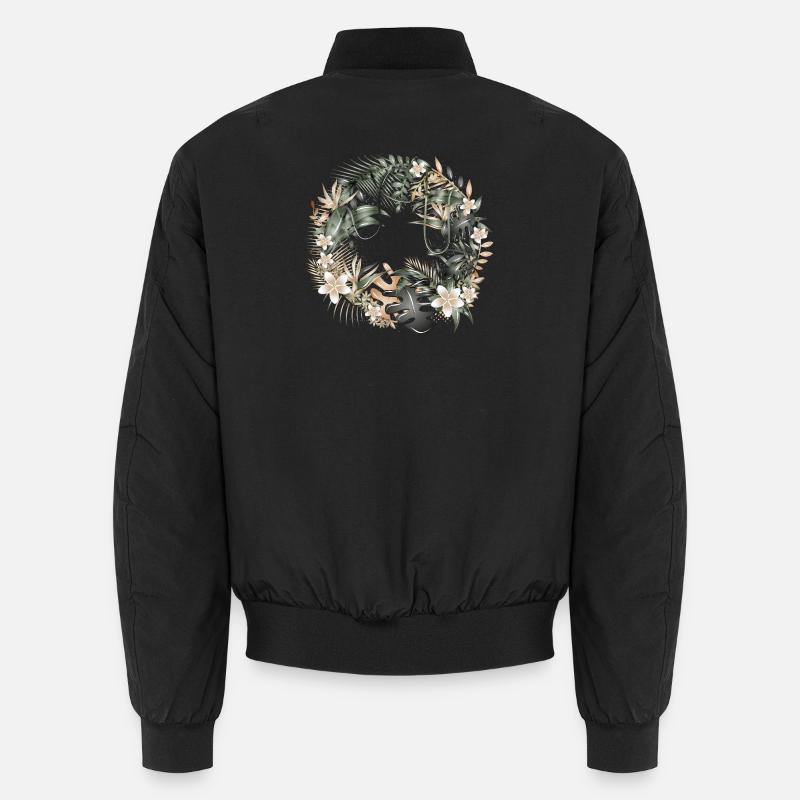 Exotischer Dschungelkranz mit tropischen Blättern Unisex Bomberjacke