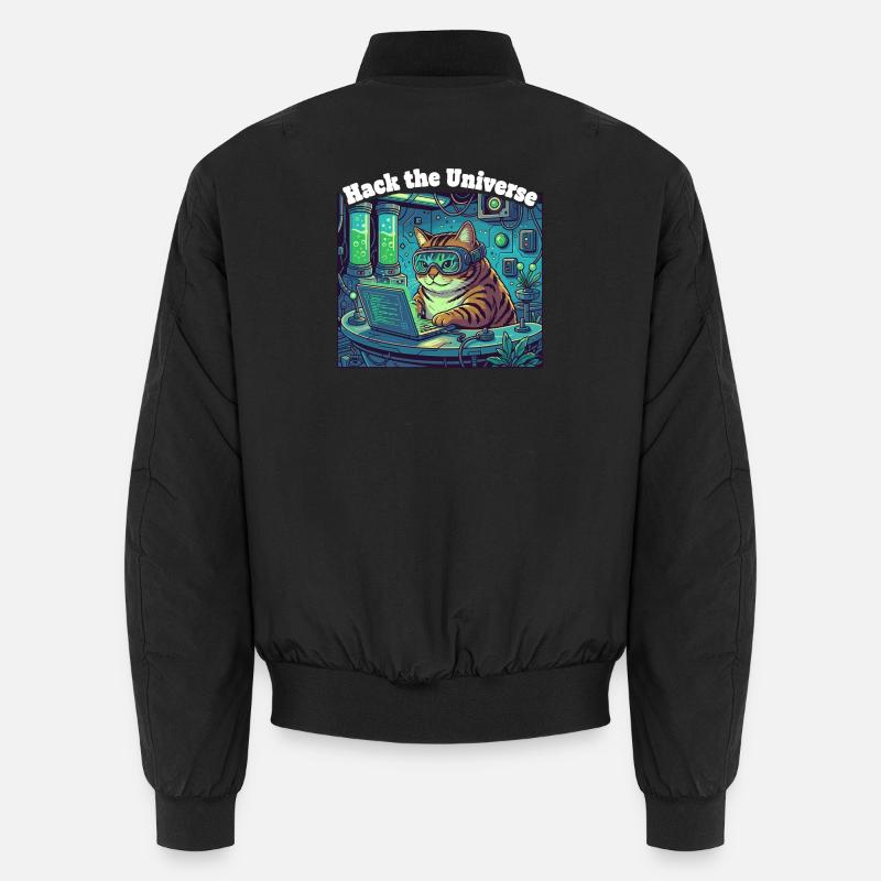 Hackerkatze im Universum Unisex Bomberjacke
