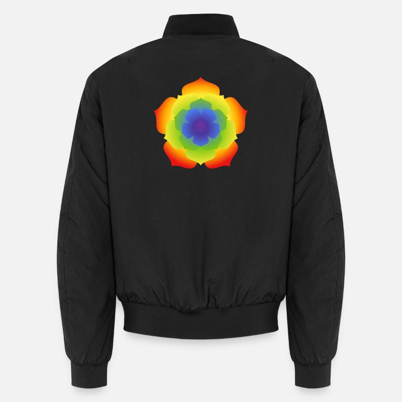 Rainbow Lotus Mandala Bloom Unisex Bomber Jacket