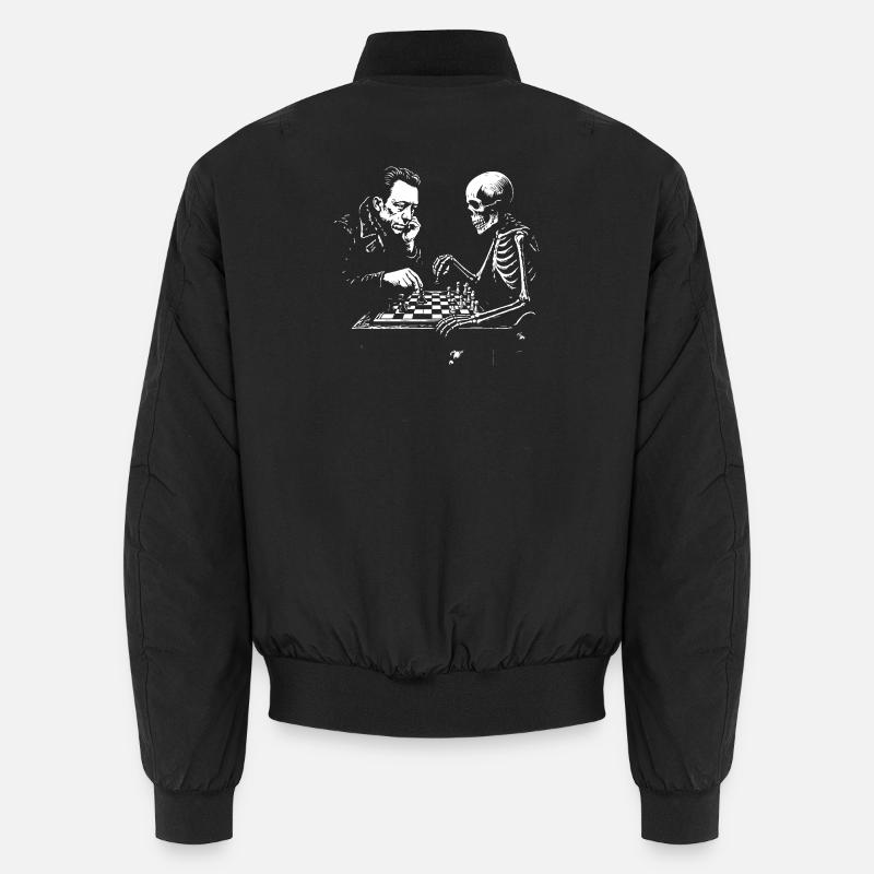 Duel d’échecs Camus et Skeleton - Bomber unisexe - noir