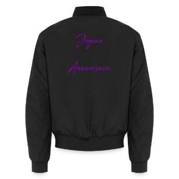 SAINT VALENTIN. JOYEUX ANNIVERSAIRE - Bomber unisexe - noir - Dos - AI Model Male 185 light (185cm)