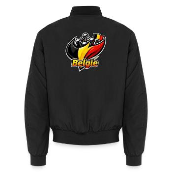 Belgiens Logo - Unisex Bomberjacke - Schwarz - Hinten - AI Model Male 185 light (185cm)