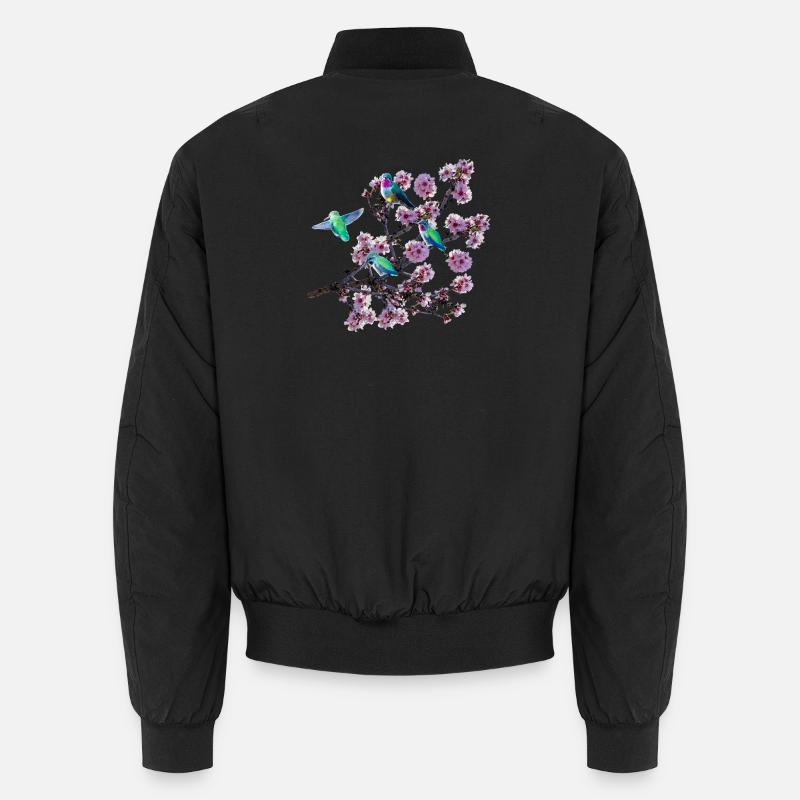 Colibri sous différents angles, fleurs d’amandier Bomber unisexe