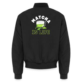 Thé matcha - Bomber unisexe - noir - Dos - AI Model Male 185 light (185cm)