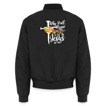 Croix de fleurs : Jésus en moi - Bomber unisexe - noir - Dos - AI Model Male 185 light (185cm)