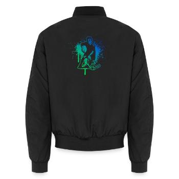 Floorball motif for real lovers - Unisex Bomber Jacket - black - Back - AI Model Male 185 light (185cm)
