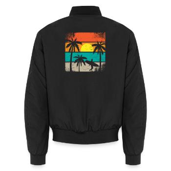 Sunset Surf Palm  - Unisex Bomber Jacket - black - Back - AI Model Male 185 light (185cm)