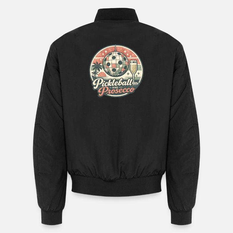 Pickleball und Prosecco Retro Logo - Unisex Bomberjacke - Schwarz