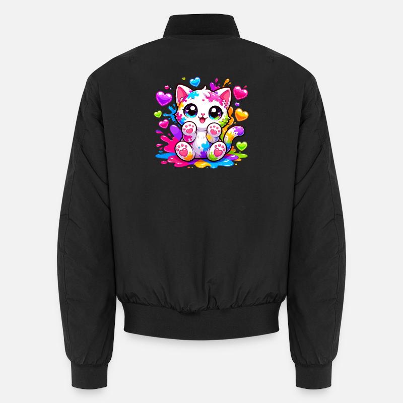 Katzenkunst Farbexplosion - Unisex Bomberjacke - Schwarz