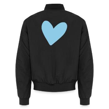 Blue Heart : style minimaliste bidimensionnel - Bomber unisexe - noir - Dos - AI Model Male 185 light (185cm)