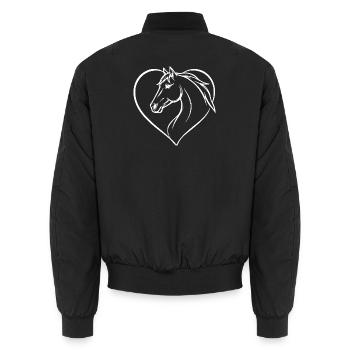 Horse Heart Horse Head Riding Gift Rider - Unisex Bomber Jacket - black - Back - AI Model Male 185 light (185cm)