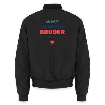 Einschulung 2026 Bruder - Schulkind Geschenk Schul - Unisex Bomberjacke - Schwarz - Hinten - AI Model Male 185 light (185cm)
