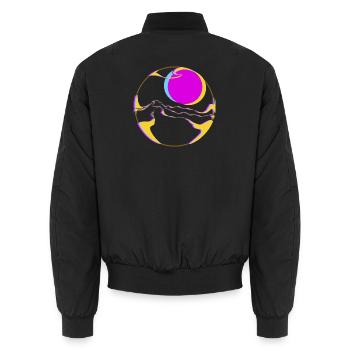 Neonberge mit Sonne - Unisex Bomberjacke - Schwarz - Hinten - AI Model Male 185 light (185cm)