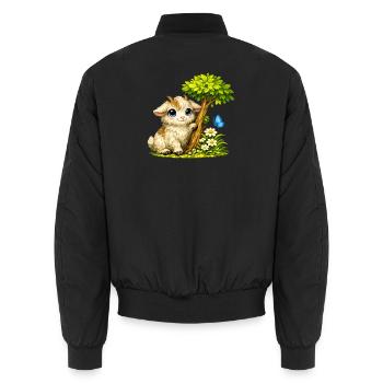 Cuddly goat with butterfly - Unisex Bomber Jacket - black - Back - AI Model Male 185 light (185cm)