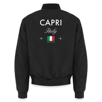 Capri Italy Coordinates Travel Souvenir - Unisex Bomber Jacket - black - Back - AI Model Male 185 light (185cm)