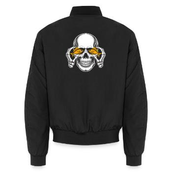 Crâne aux yeux de poisson rouge - Bomber unisexe - noir - Dos - AI Model Male 185 light (185cm)