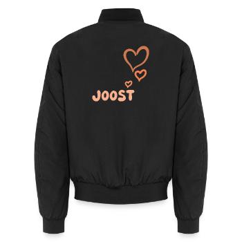 Name Joost - Unisex Bomberjacke - Schwarz - Hinten - AI Model Male 185 light (185cm)
