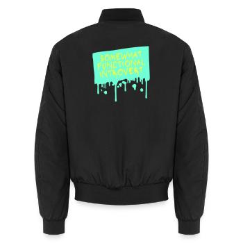 Somewhat Functional Introvert Spruch Logo Text - Unisex Bomberjacke - Schwarz - Hinten - AI Model Male 185 light (185cm)