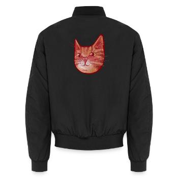 Karmesinrotes Katzen-Aquarellgesicht - Unisex Bomberjacke - Schwarz - Hinten - AI Model Male 185 light (185cm)
