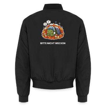 Schlafende Schildkröte im Herbstlaub - Unisex Bomberjacke - Schwarz - Hinten - AI Model Male 185 light (185cm)
