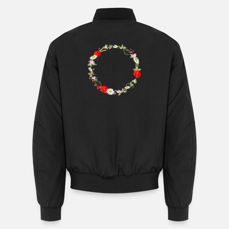 wunderschöner Sommerwiesen Kranz mit Mohnblumen Unisex Bomberjacke