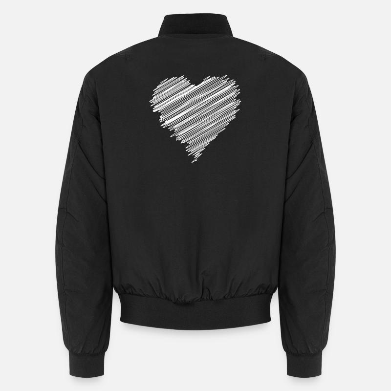 White scribble love heart Unisex Bomber Jacket