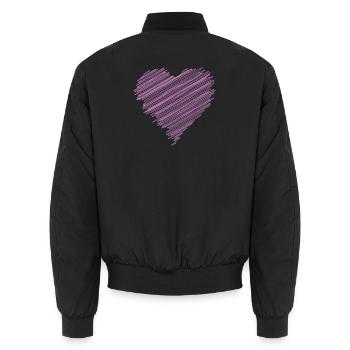 pinkScribbleHeart - Unisex Bomber Jacket - black - Back - AI Model Male 185 light (185cm)