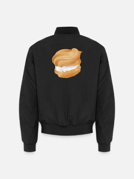 Illustration eines mit Sahne gefüllten Windbeutel - Unisex Bomberjacke - Schwarz