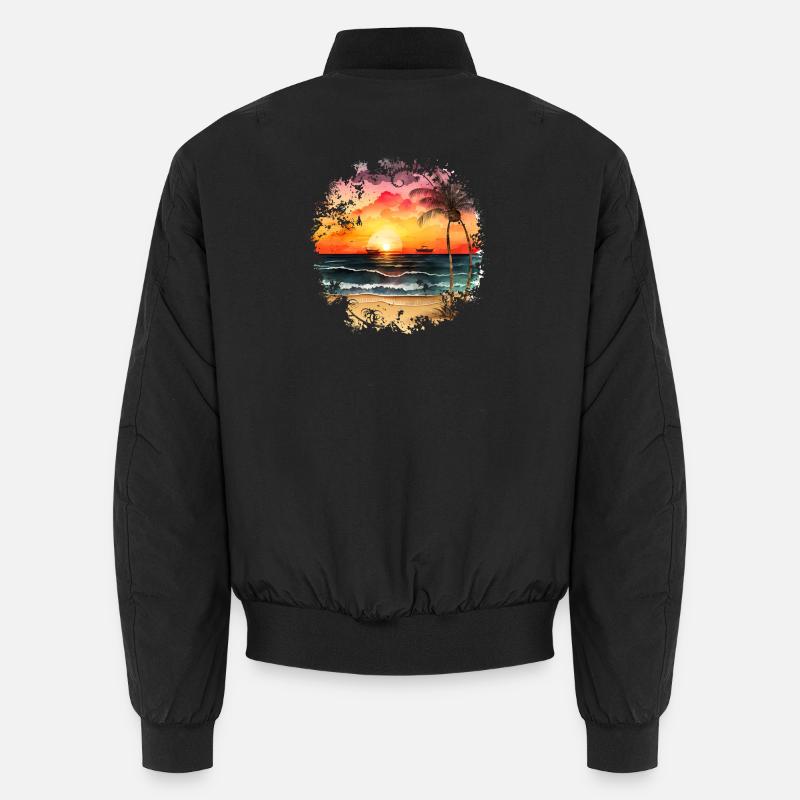 Coucher de soleil sur la plage tropicale Bomber unisexe