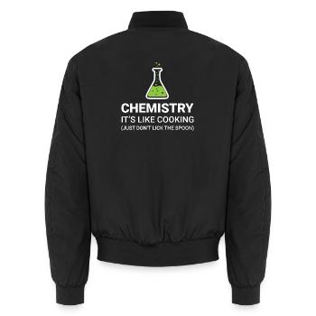 Chemistry, it's like cooking - Unisex Bomber Jacket - black - Back - AI Model Male 185 light (185cm)