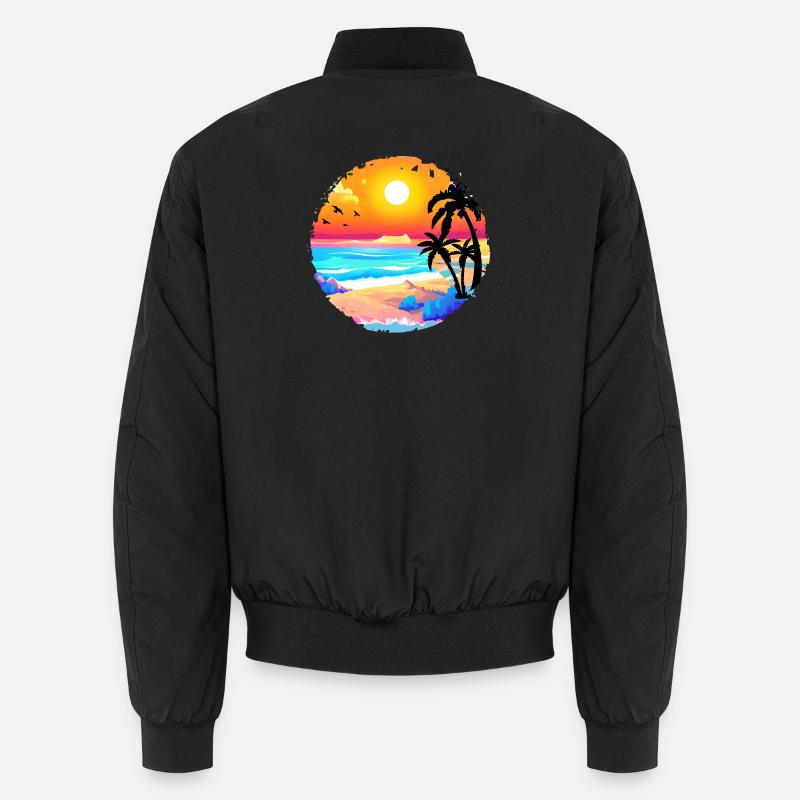 Summer Sunset Beach Watercolor Unisex Bomber Jacket