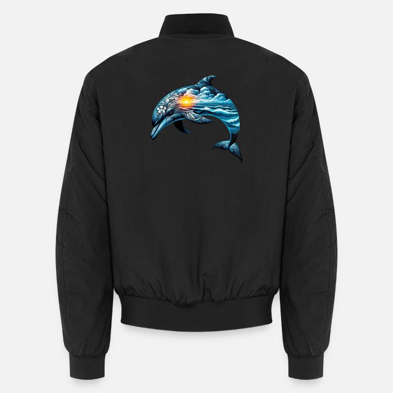 Dekorierter Delfin mit einer Meereslandschaft Unisex Bomberjacke