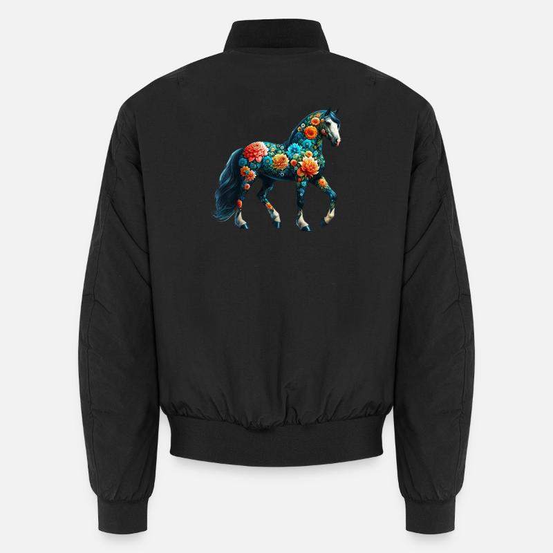 Cheval décoré de fleurs Bomber unisexe