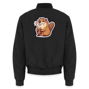 Biber Meme - Unisex Bomberjacke - Schwarz - Hinten - AI Model Male 185 light (185cm)