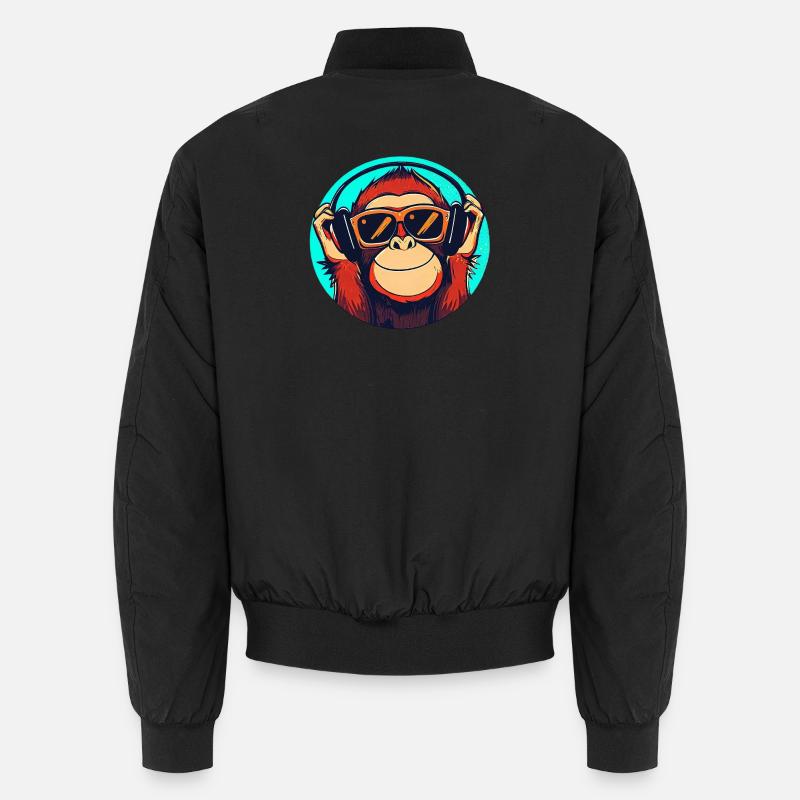 Affe mit Sonnenbrille und Kopfhörern Unisex Bomberjacke