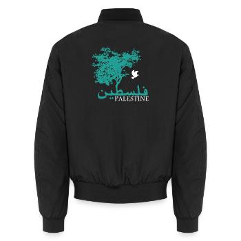 Olivetree Peace Palestine - Unisex Bomber Jacket - black - Back - AI Model Male 185 light (185cm)