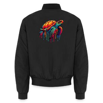 Turtle - Unisex Bomber Jacket - black - Back - AI Model Male 185 light (185cm)