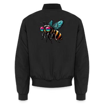 Bee - Unisex Bomber Jacket - black - Back - AI Model Male 185 light (185cm)