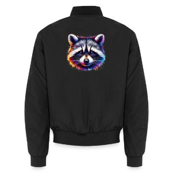 Raccoon - Unisex Bomber Jacket - black - Back - AI Model Male 185 light (185cm)