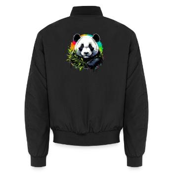Panda - Unisex Bomber Jacket - black - Back - AI Model Male 185 light (185cm)