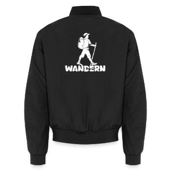 wandern Wanderer Outdoor Natur Berge Symbol Logo - Unisex Bomberjacke - Schwarz - Hinten - AI Model Male 185 light (185cm)