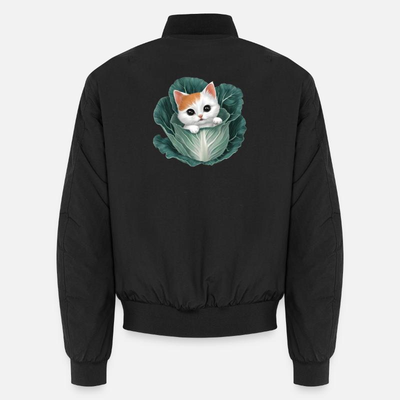 Kitten Peeking from Cabbage Leaf Unisex Bomber Jacket