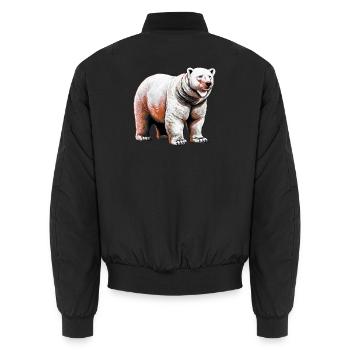 White polar bear - Unisex Bomber Jacket - black - Back - AI Model Male 185 light (185cm)